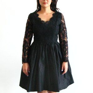 90s vintage black lace designer cocktail dress lbd